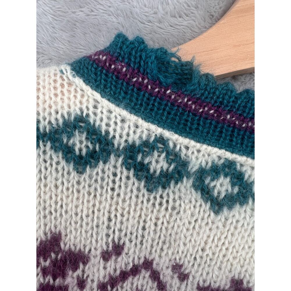 Vintage REI Nordic Wool Cardigan Sweater Womens M Deer Snowflake Fair Isle - Picture 8 of 8